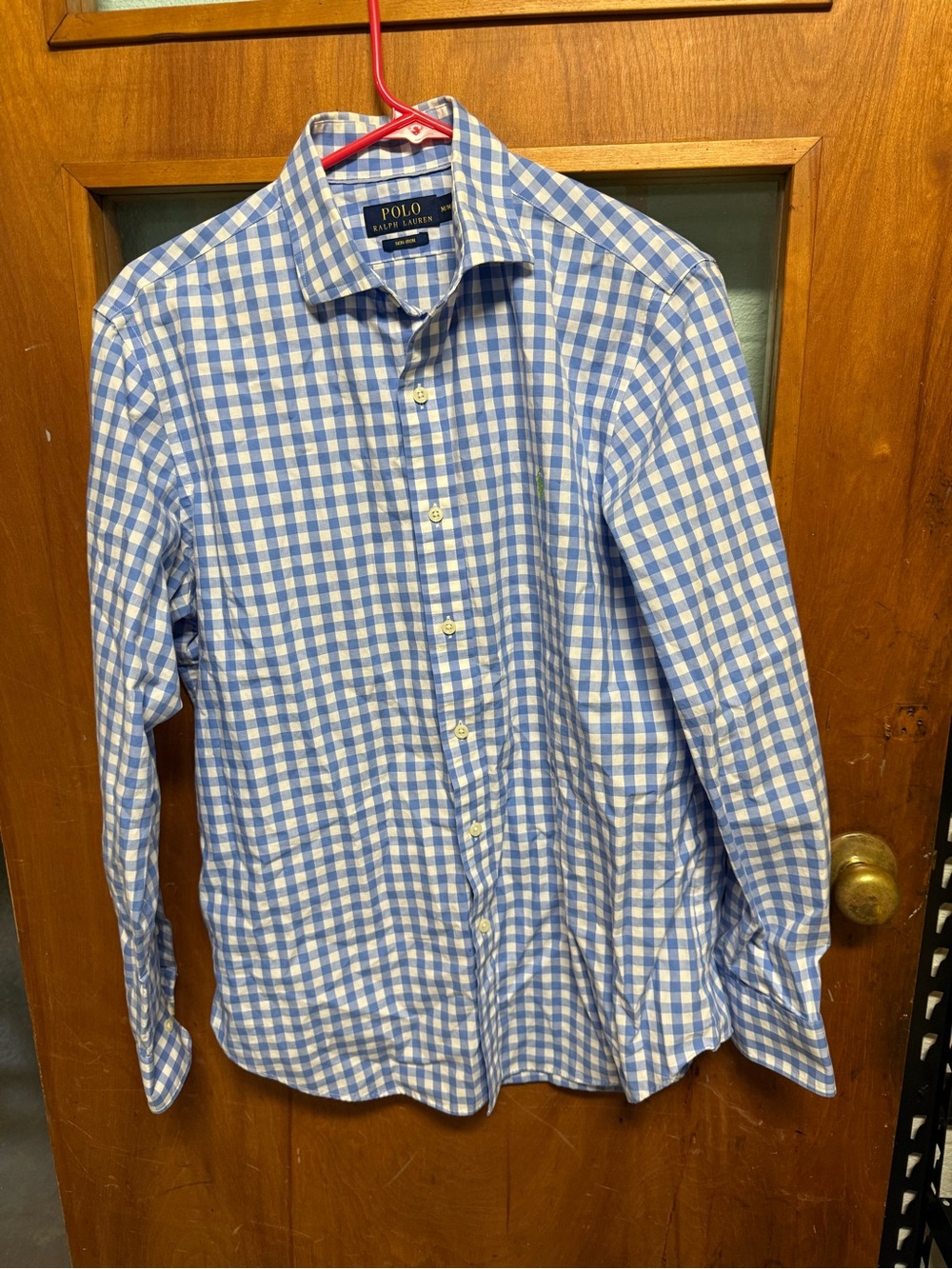 Polo Ralph Lauren Men’s Blue Gingham Check Shirt M Non-Iron